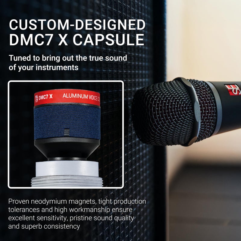 SE ELECTRONICS V7 X Dynamic Instrument Microphone for Live Performances & Instrument Recording in The Studio - Dynamic Microphone with Supercardioid Aluminum Voice Coil for Huge Gain Before Feedback - Image 5